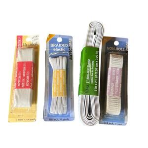 Lot of 4 multi size Braided Elastic BAnds white